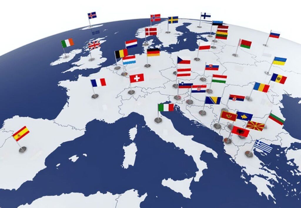 mapa da Europa com indicação dos países que fazem parte do Tratado de Schengen e exigem seguro viagem internacional